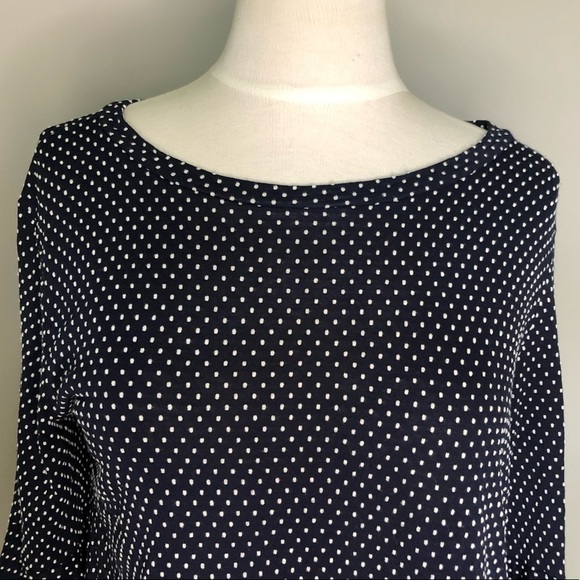Anthropologie Sunday in Brooklyn Navy Polka Dot Trumpet Sleeve Top, Small - Picture 3 of 8